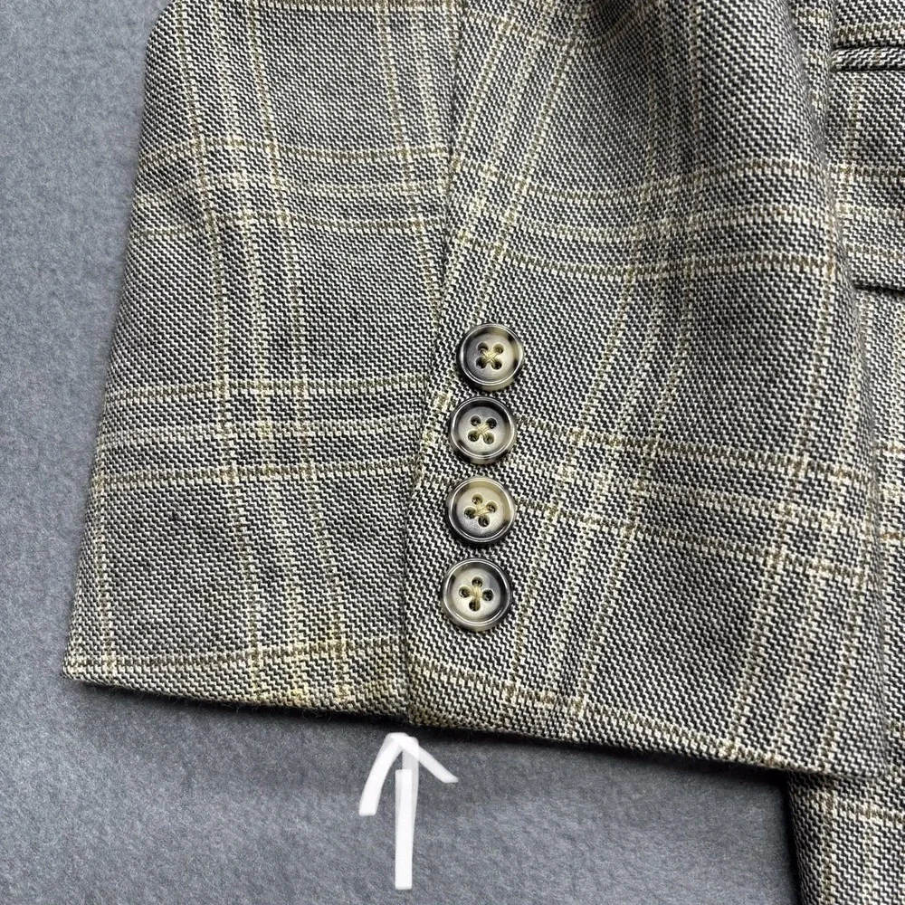 Hart Schaffner Marx Loro Piana Windowpane Cashmere‎ Sport Coat Blazer Mens 48R